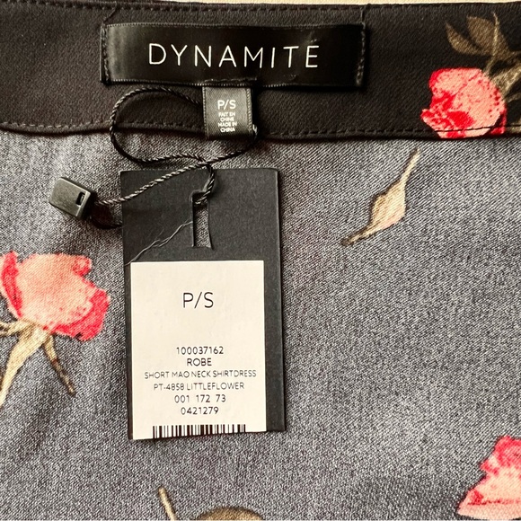 Dynamite Black Floral Button Down Wrap Dress V Neck Long Sleeves NWT Size S - Picture 5 of 17